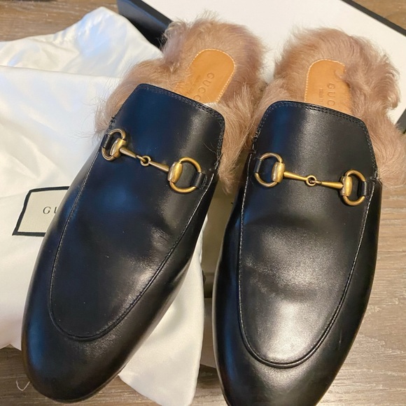 Gucci Princetown Fur Slippers Black Size38 - Picture 2 of 5
